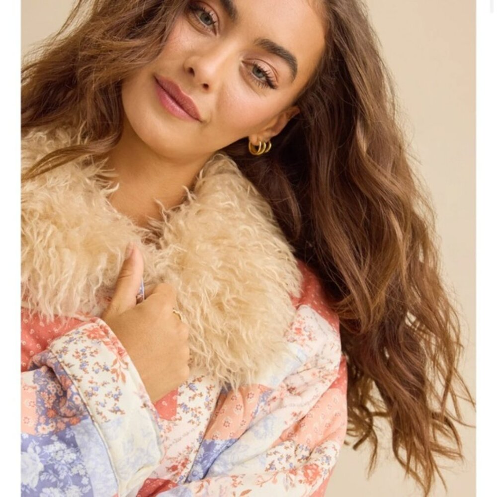 Altar'd State Multicolor Patchwork Teddy Jacket N… - image 2